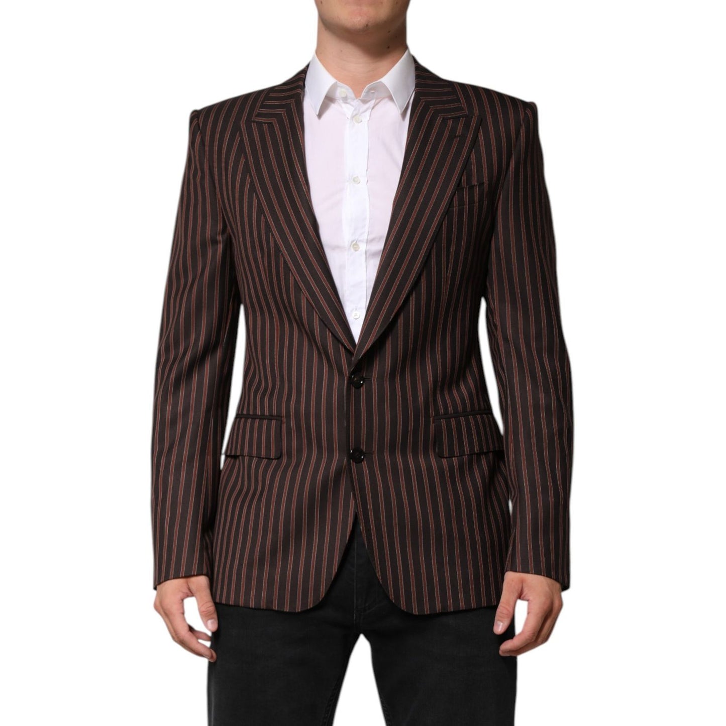 Dolce & Gabbana Dark Gray Stripe Single Breasted Blazer