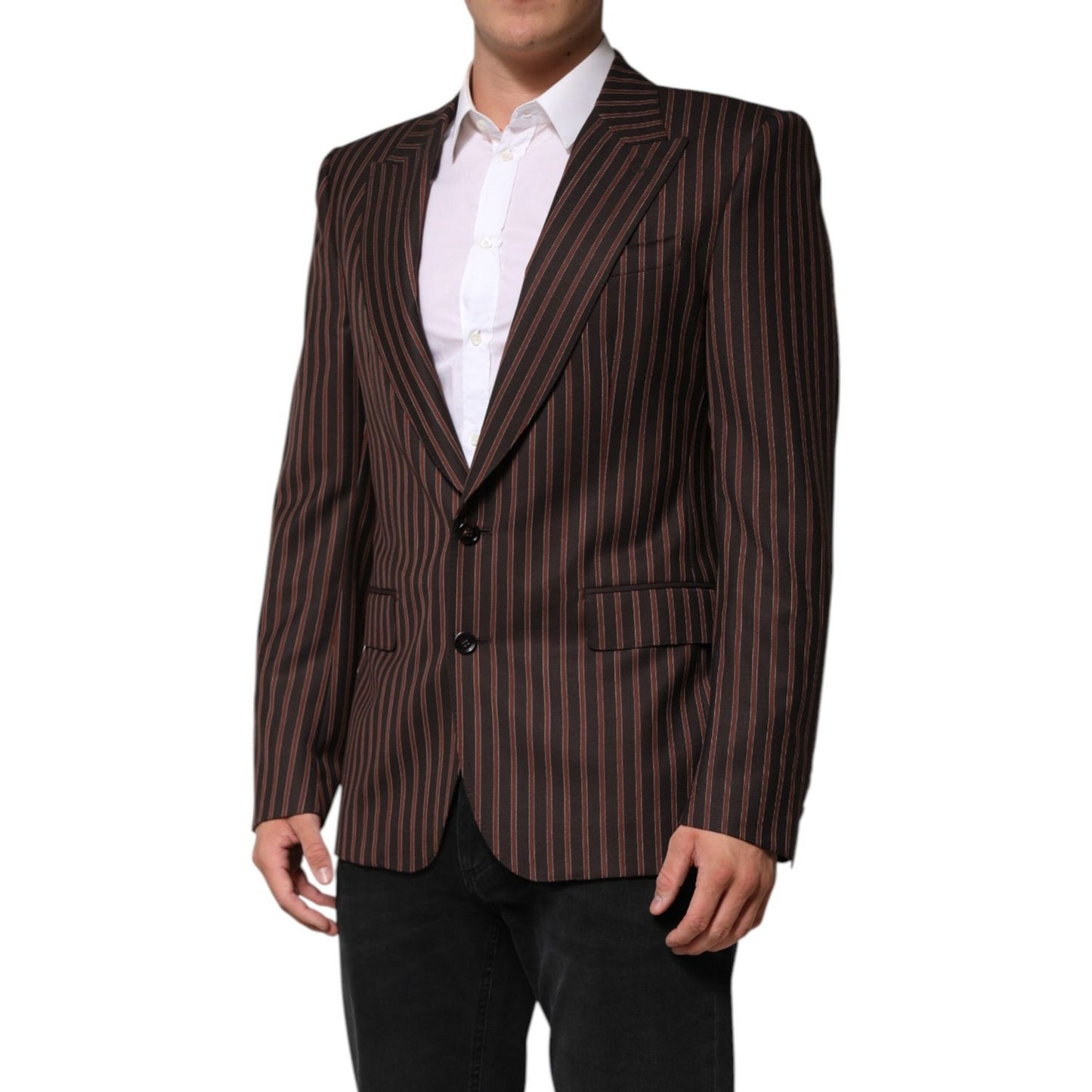 Dolce & Gabbana Dark Gray Stripe Single Breasted Blazer