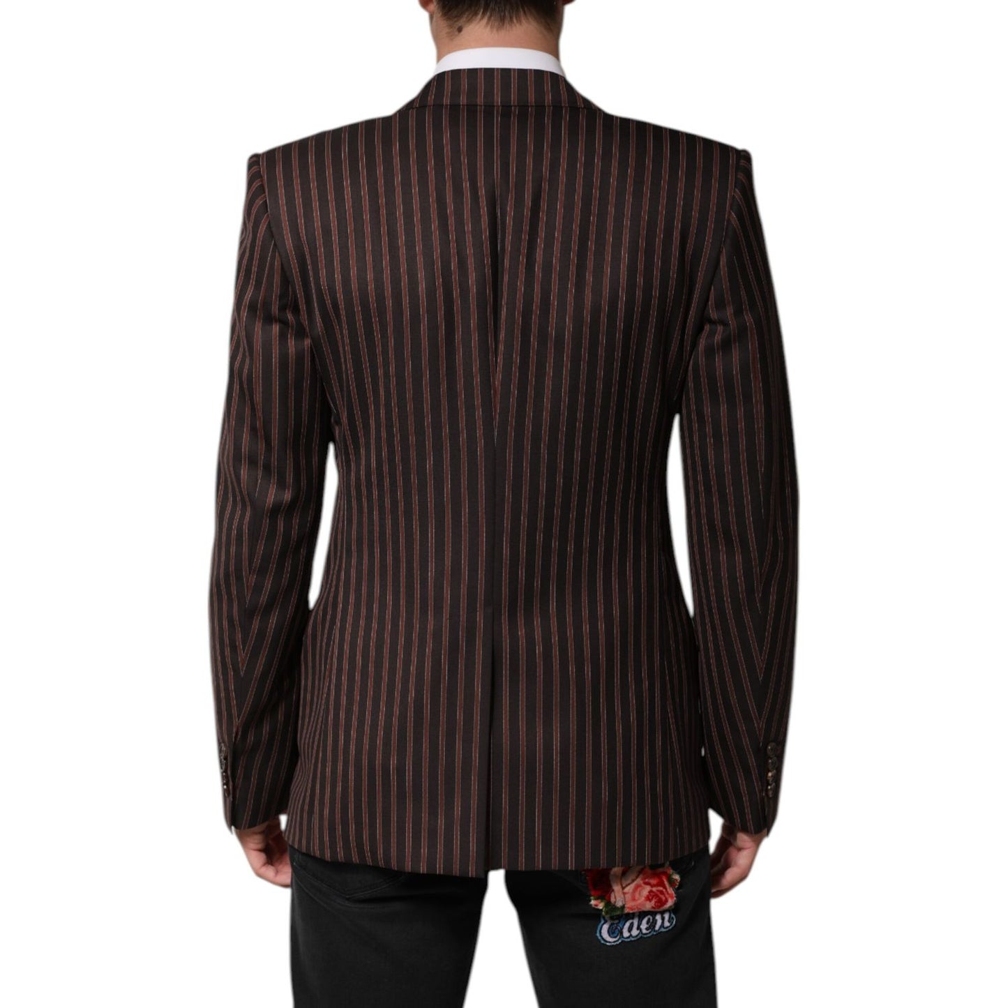 Dolce & Gabbana Dark Gray Stripe Single Breasted Blazer