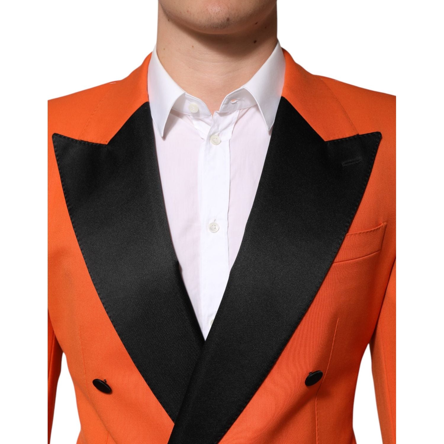 Dolce & Gabbana Orange SICILIA Double Breasted Coat Blazer