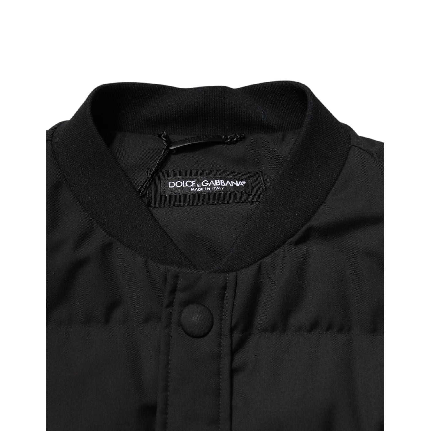 Dolce & Gabbana Black Sleeveless Parka Logo Plaque Jacket