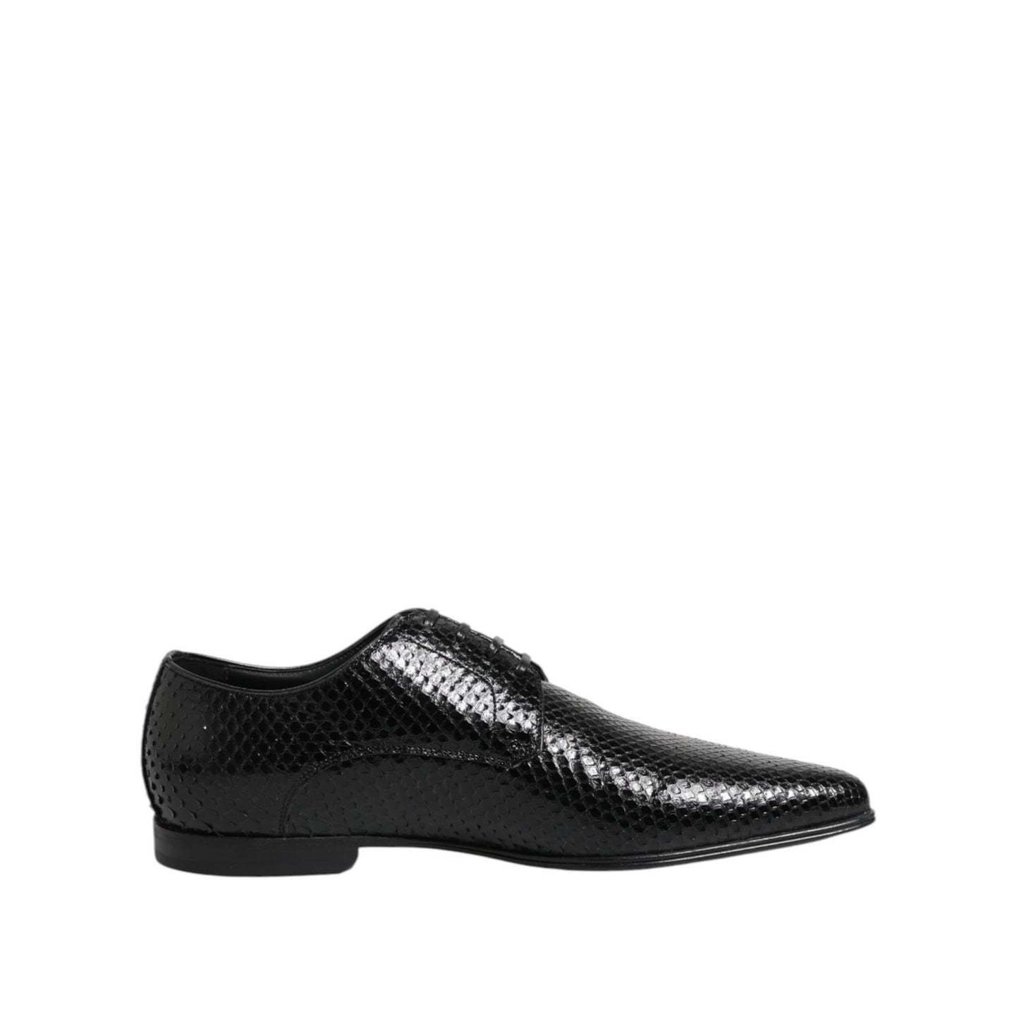 Dolce & Gabbana Black Exotic Leather Lace Up Derby Shoes