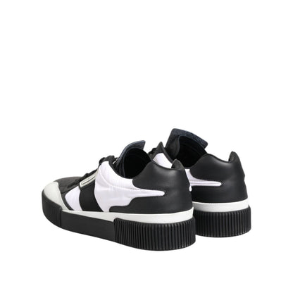 Dolce & Gabbana Black White Leather MIAMI Low Top Sneakers Shoes