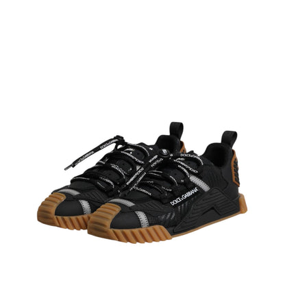 Dolce & Gabbana Black Logo Lace Up Low Top NS1 Sneakers Shoes
