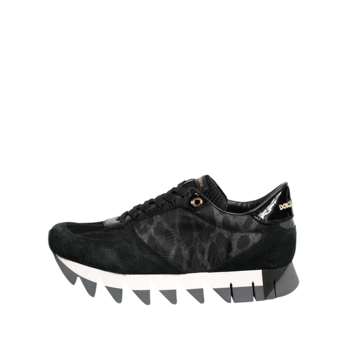 Dolce & Gabbana Black Gray Leopard Low Top Sneakers Shoes LA12690-36