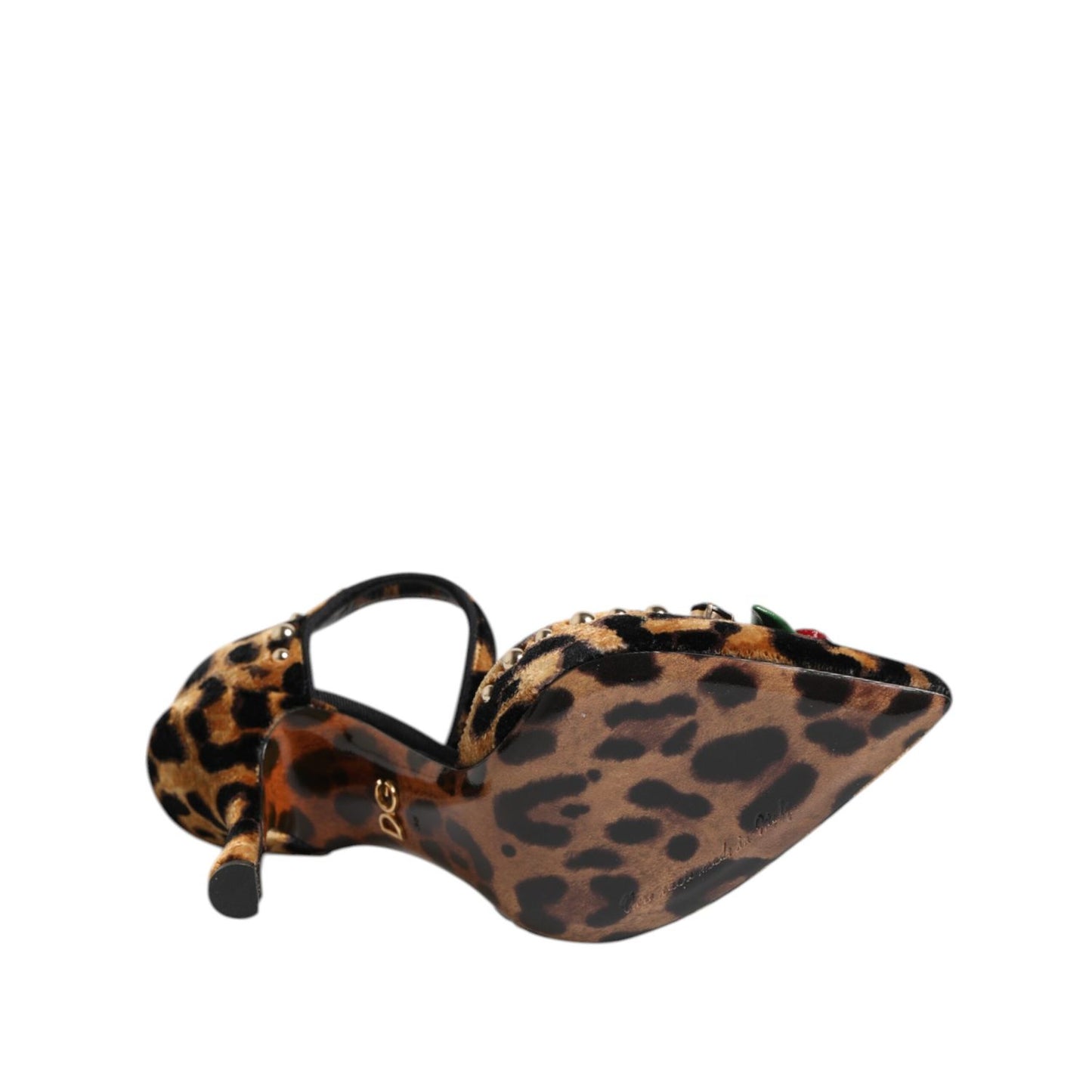 Dolce & Gabbana Brown Leopard Crystal Roses Pumps Shoes