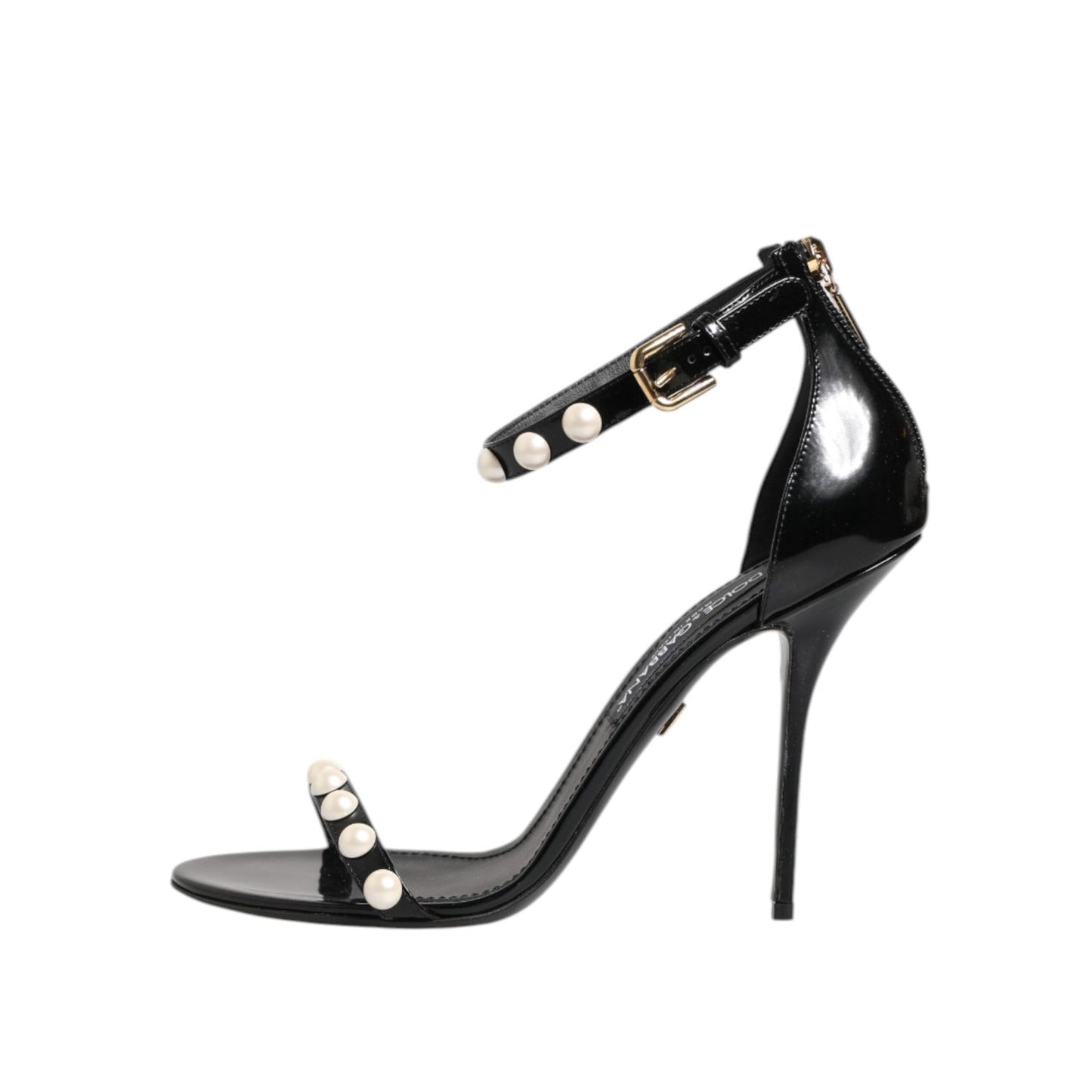 Dolce & Gabbana Black KEIRA Pearl Embellished Sandals Shoes