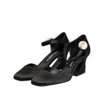 Dolce & Gabbana Black Leather Logo Ankle Strap Sandals Shoes