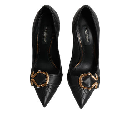 Dolce & Gabbana Black Devotion Leather Heels Pumps Shoes