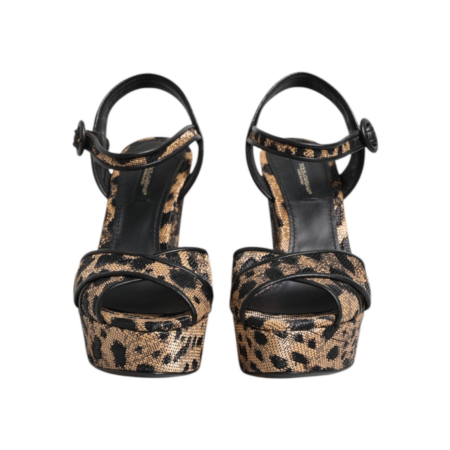 Dolce & Gabbana Brown Leopard Wedges Ankle Strap Sandals Shoes LA11460-37