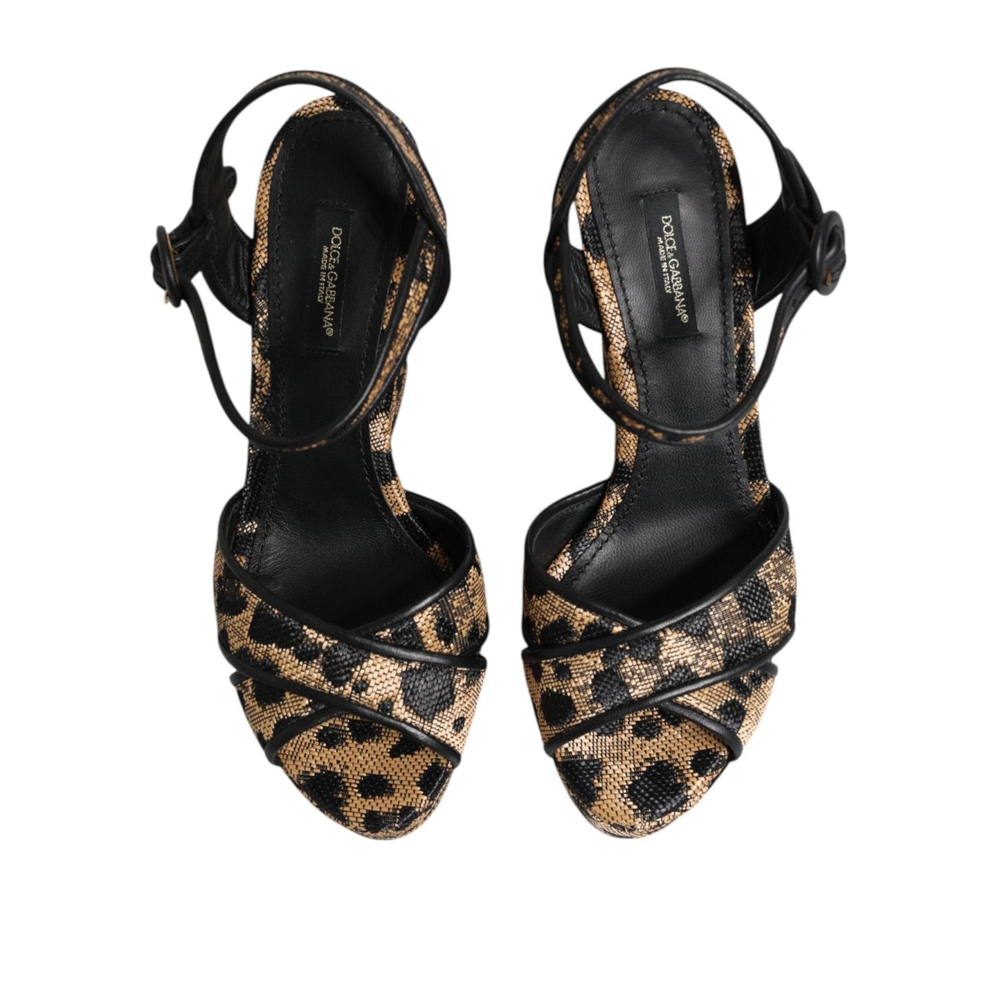 Dolce & Gabbana Brown Leopard Wedges Ankle Strap Sandals Shoes LA11460-37