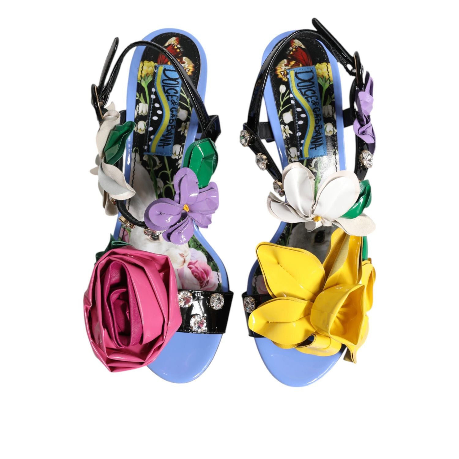 Dolce & Gabbana Multicolor Floral Crystal KEIRA Sandals Shoes