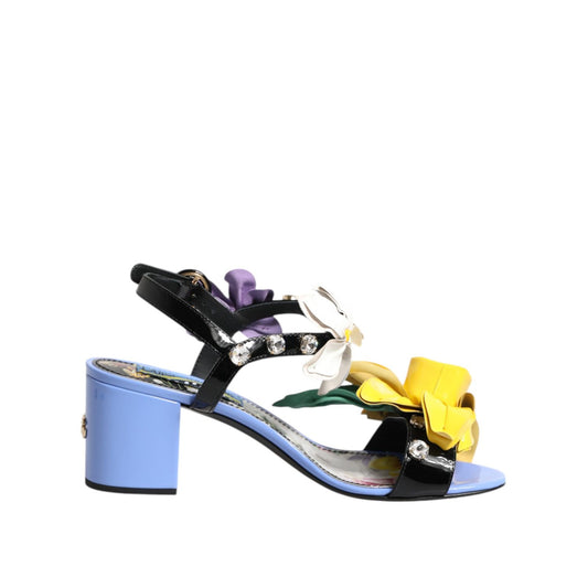 Dolce & Gabbana Multicolor Floral Crystal KEIRA Sandals Shoes