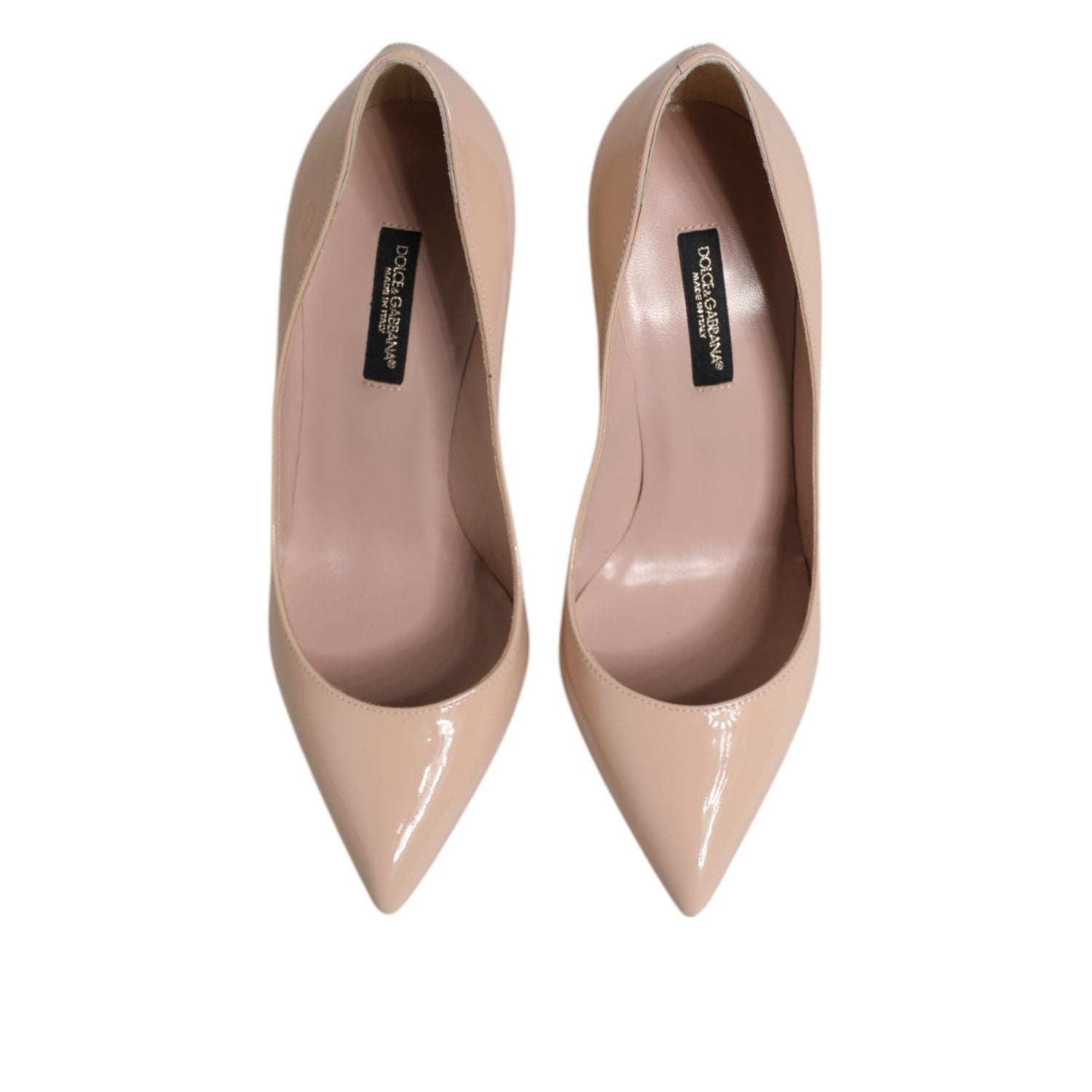 Dolce & Gabbana Beige Patent Leather Stiletto Heel Pumps Shoes