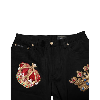 Dolce & Gabbana Black Baroque Royal Men Dress Trouser Pants