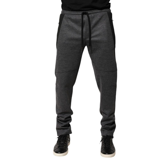 Dolce & Gabbana Gray Black Wool Blend Jogger Sweatpants Pants