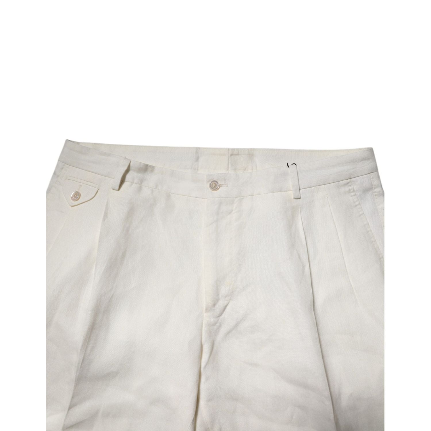 Dolce & Gabbana Cream Linen Dress Slim Formal Trouser Pants