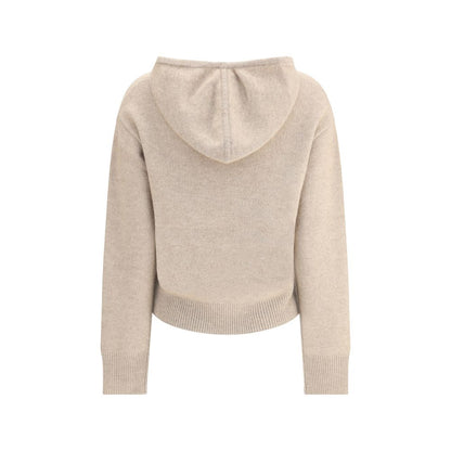 Guest in Residence Beige Cashmere Hoodie featuring ribbed hem and cuffs, adjustable hood, providing a relaxed, sophisticated style