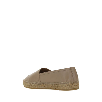 Saint Laurent Brown Lamb Ovis Aries Aries Espadrilles with rope detail and monogrammed toe.