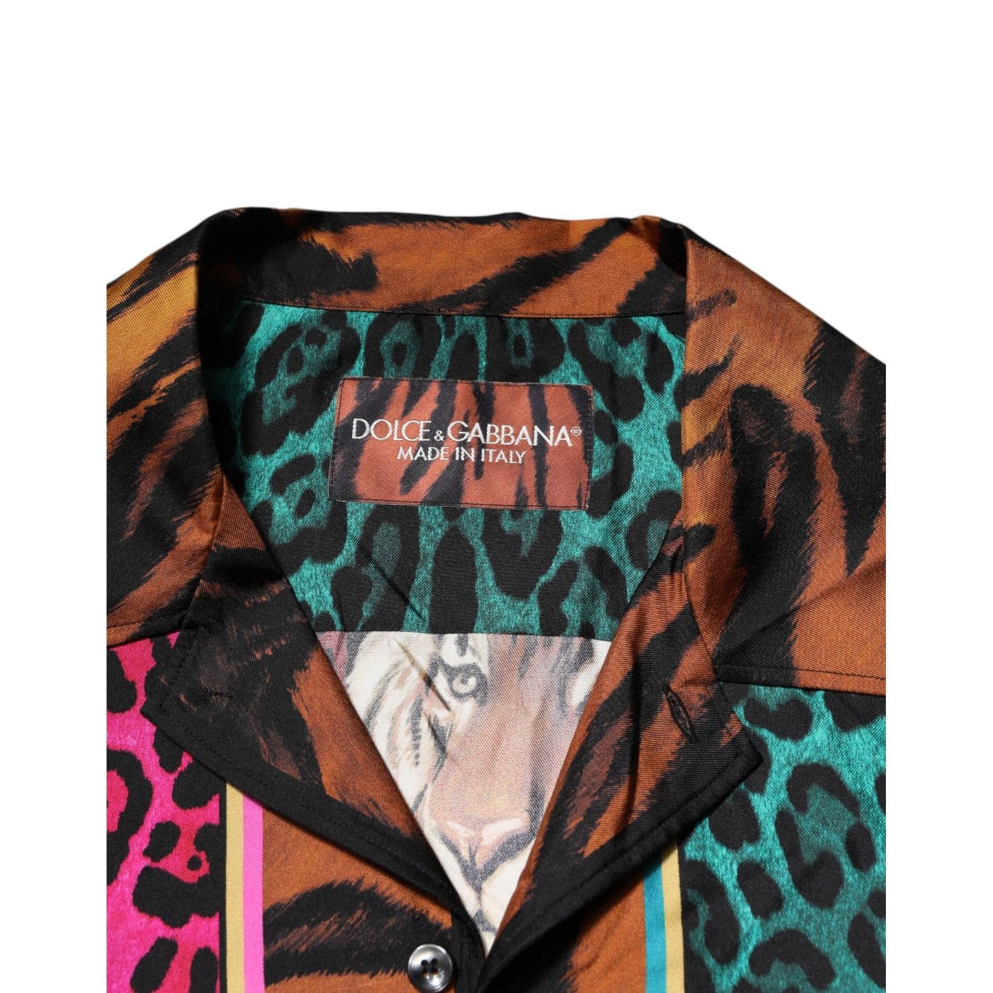 Dolce & Gabbana Multicolor Silk Tiger Print Hawaiian T-shirt TSH90797-37