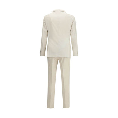 Back view of Brunello Cucinelli Cream Cotton Two-Piece Suit showcasing elegant and refined design.