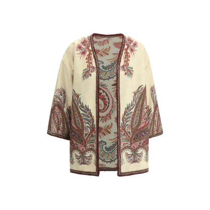 Etro Multicolor Polyester Cloacks with floral Paisley motif and braided trimmings, showcasing boho-chic elegance.