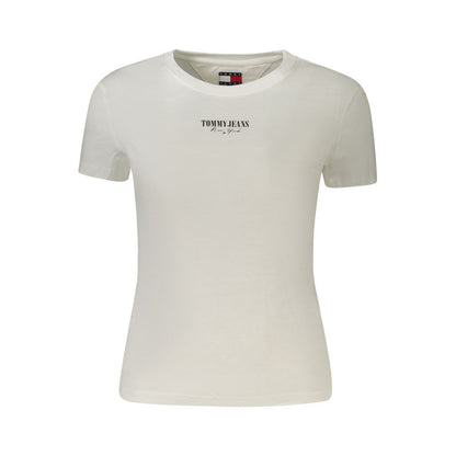 Tommy Hilfiger White Cotton Women T-Shirt with logo, eco-conscious casual wear