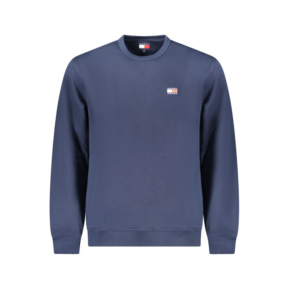 Tommy Hilfiger Blue Cotton Men Sweater with crew neck and logo applique