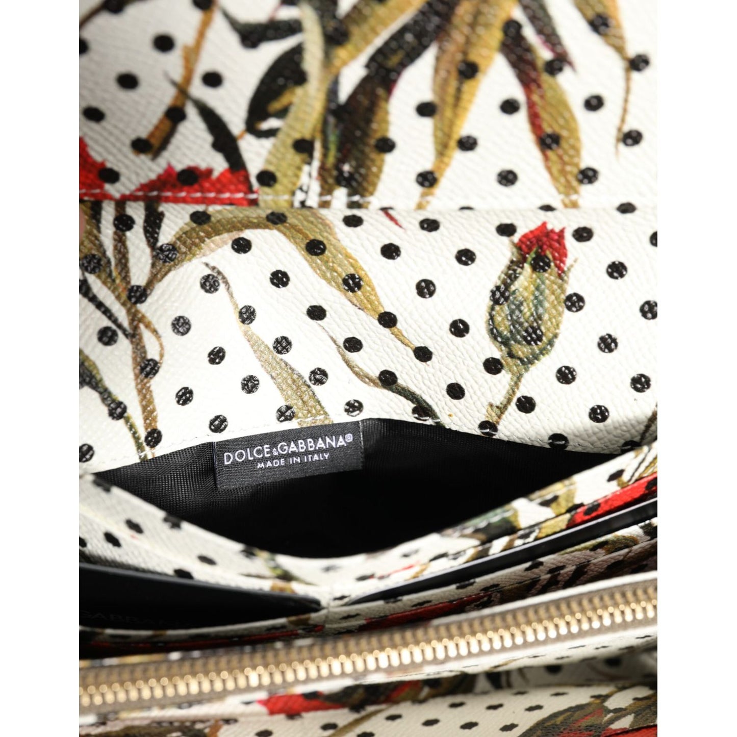 Dolce & Gabbana Black Leather Trifold Logo Plaque Card Holder Wallet