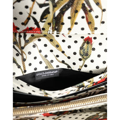 Dolce & Gabbana Black Leather Trifold Logo Plaque Card Holder Wallet