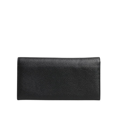 Dolce & Gabbana Black Leather Logo Plaque Trifold Card Holder Wallet