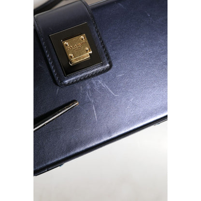 Dolce & Gabbana Blue DG BOX Lambskin Leather Crossbody Strap Bag