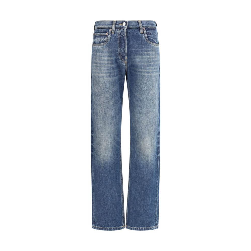 Prada Blue Cotton Straight-Leg Jeans