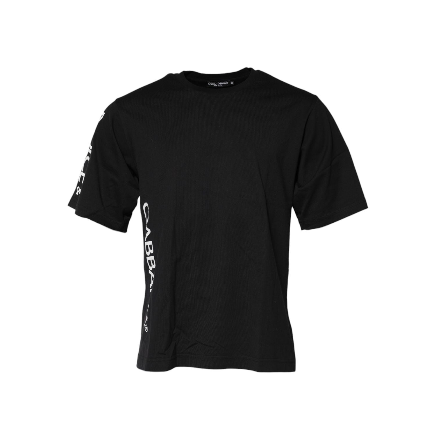 Dolce & Gabbana Black Logo Print Cotton Men Crew Neck T-shirt
