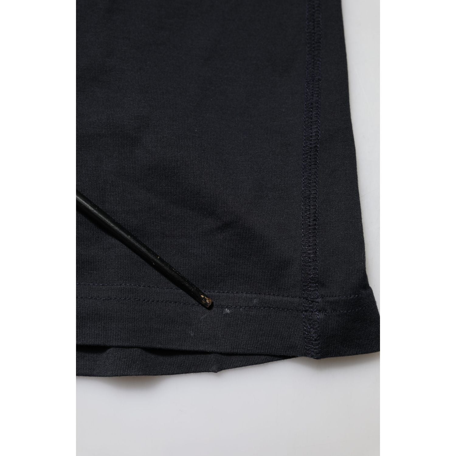 Dolce & Gabbana Dark Blue Logo Plaque Cotton Crewneck T-shirt