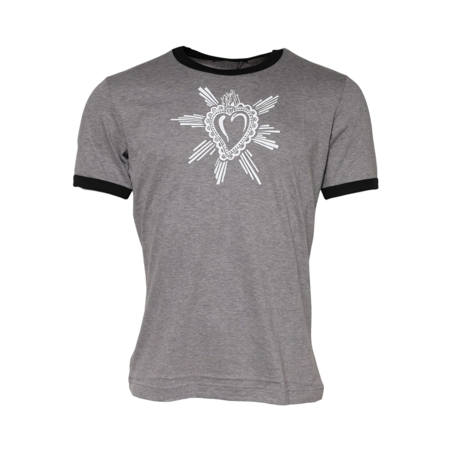 Dolce & Gabbana Gray Sacred Heart Cotton Crew Neck T-shirt TSH91058-48