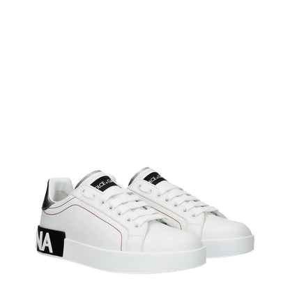 Dolce & Gabbana White Leather Low Top Sneakers