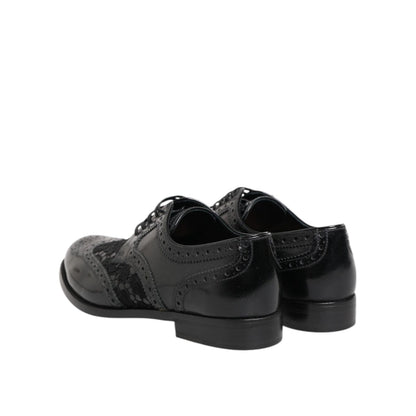 Dolce & Gabbana Black Leather Floral Lace Dress Formal Shoes