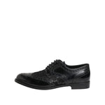 Dolce & Gabbana Black Leather Floral Lace Dress Formal Shoes LA12869-38