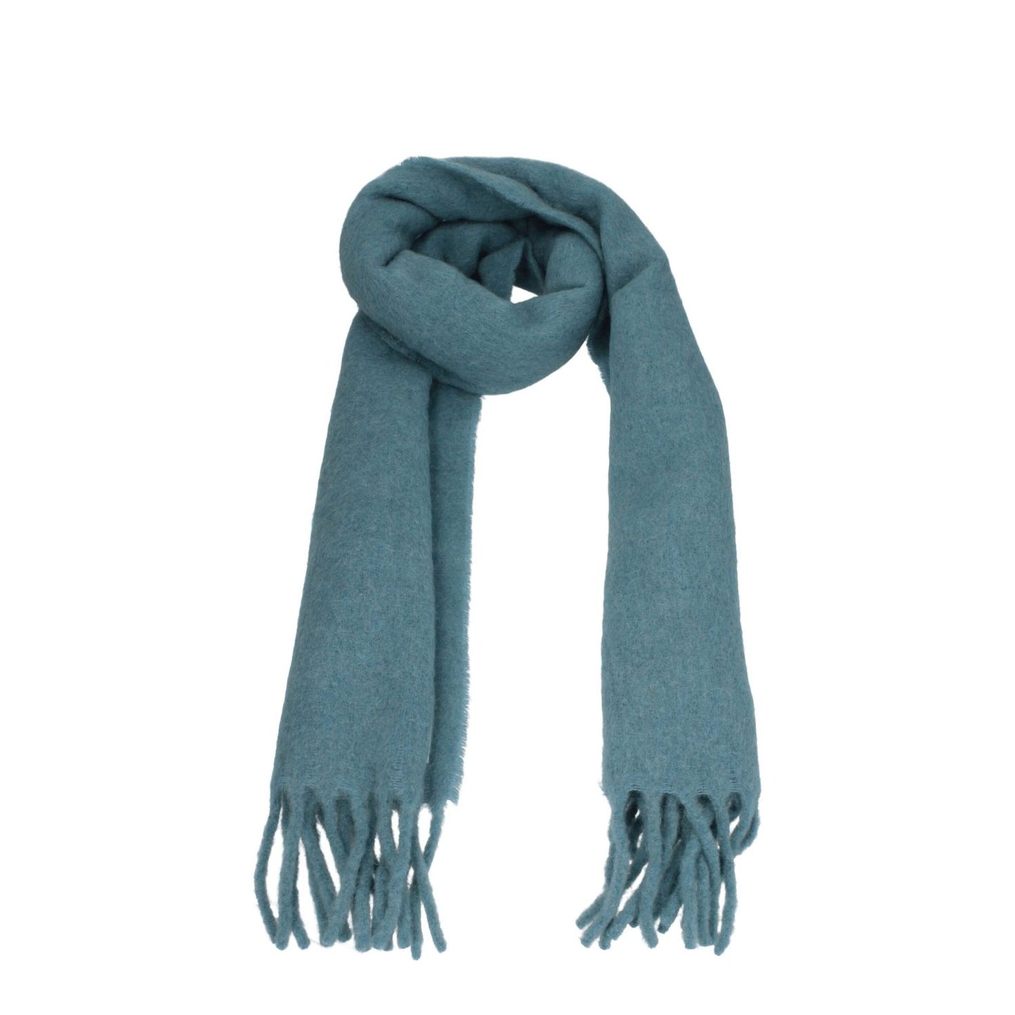 Ami Paris Green Leather Scarf, alpaca blend with fringes and side logo, 38x200 cm, casual style.