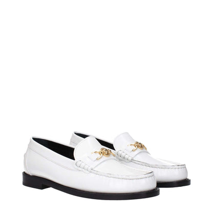 Versace White Leather Slip-On Loafers