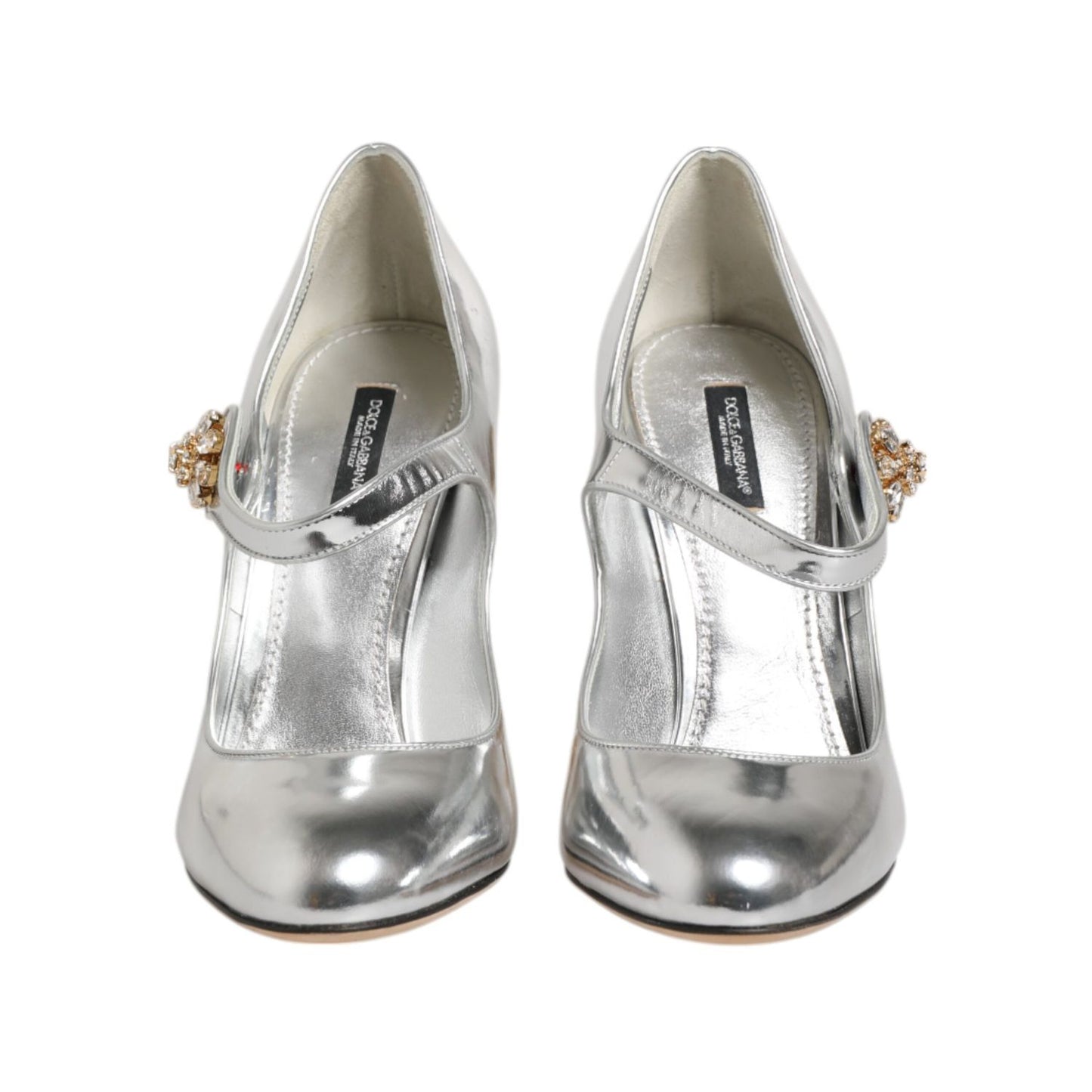 Dolce & Gabbana Silver Chandelier Sculpted Heel Mary Jane Pump Shoes