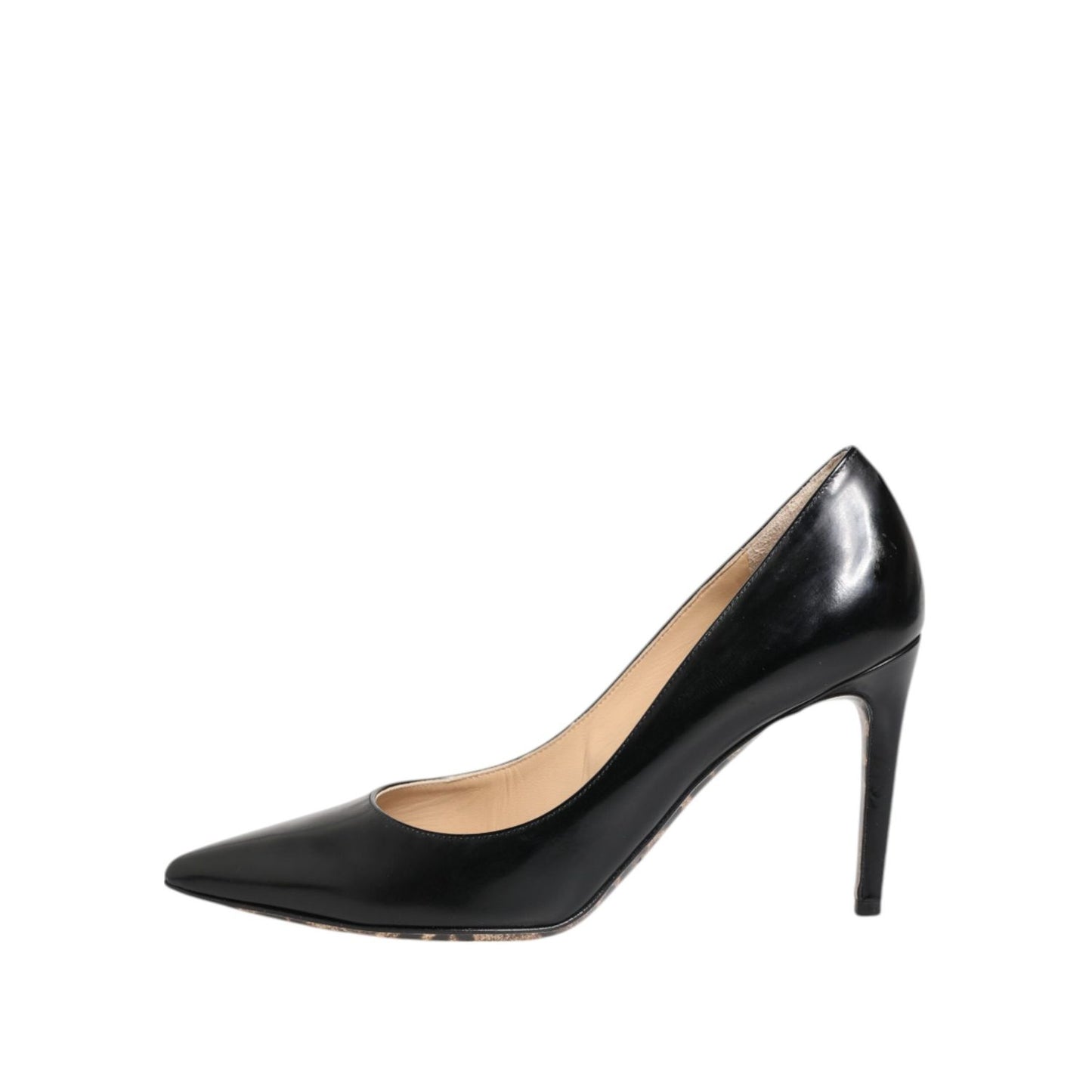 Dolce & Gabbana Black Calf Leather Stiletto Heels Pumps Shoes