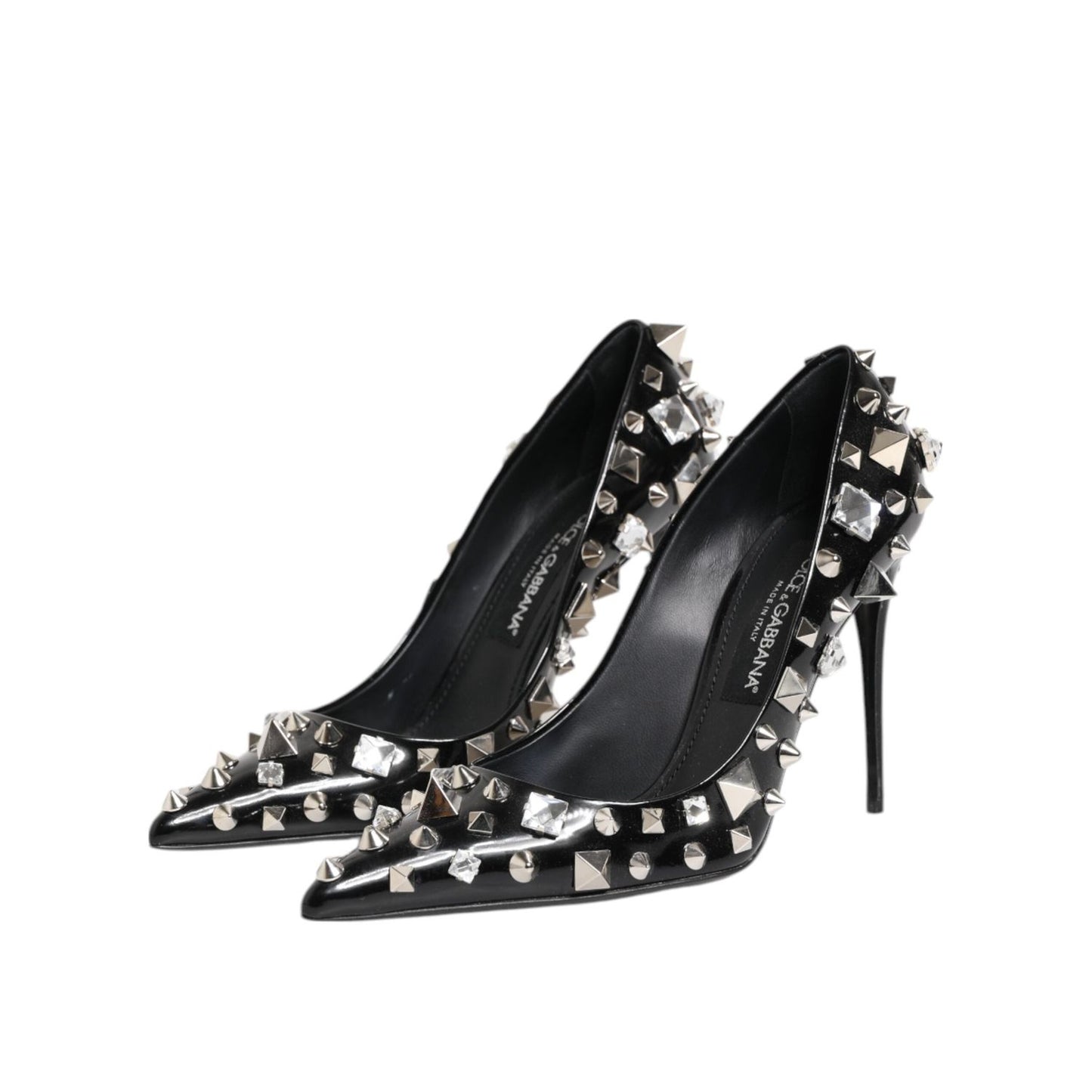 Dolce & Gabbana Black Crystals Studs Stiletto Pumps Shoes