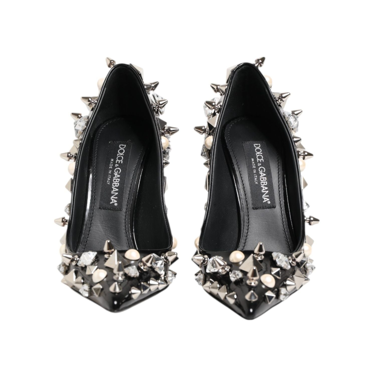 Dolce & Gabbana Black Crystals Studs Stiletto Pumps Shoes