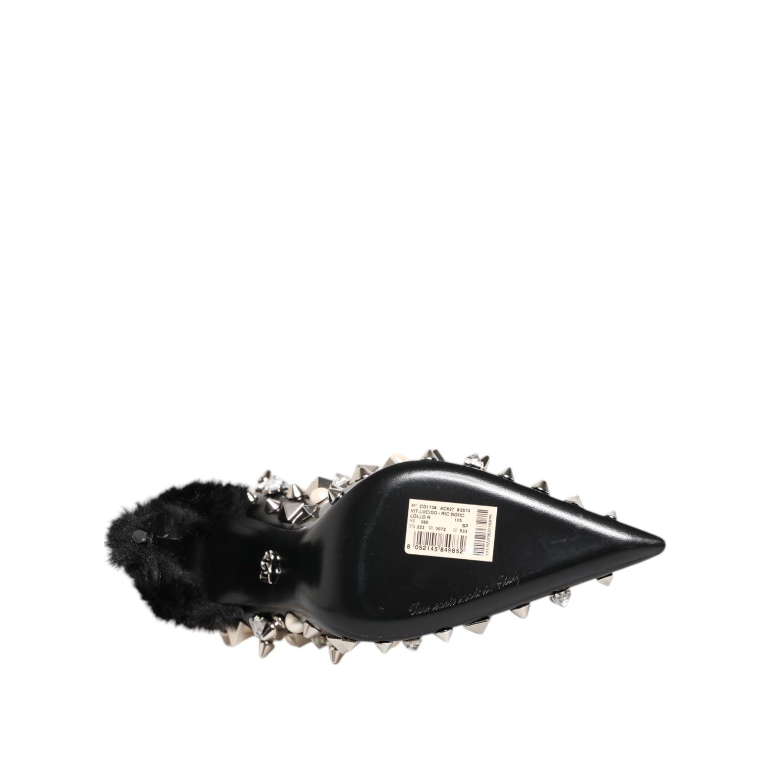 Dolce & Gabbana Black Crystals Studs Stiletto Pumps Shoes