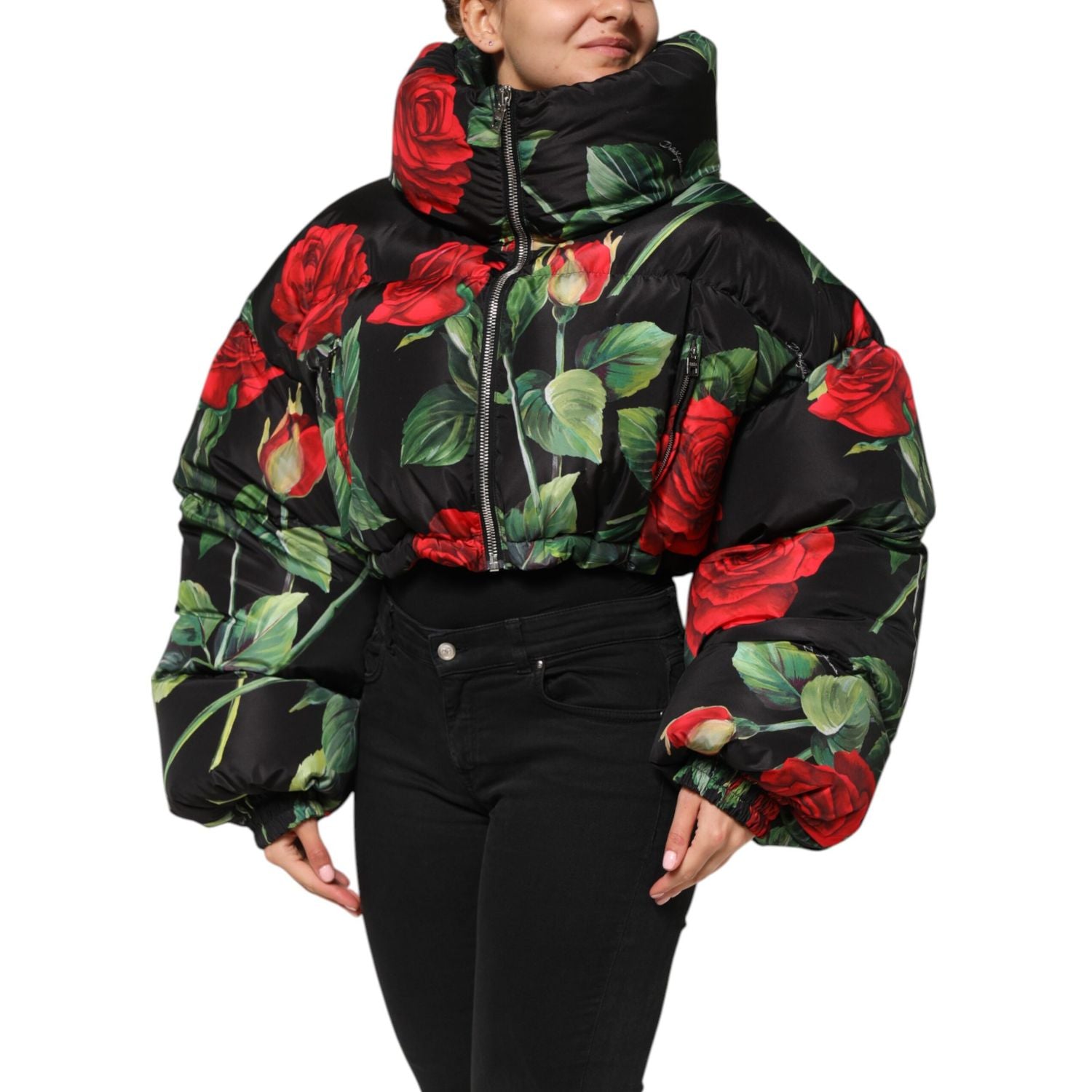 Dolce & Gabbana Multicolor Floral Puffer Coat Full Zip Jacket