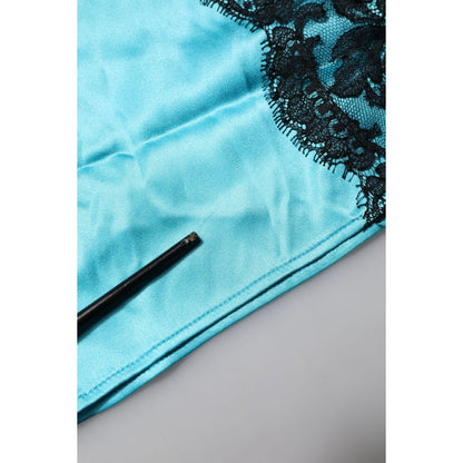 Dolce & Gabbana Blue Silk Garterized Straight Women Pajama Pants