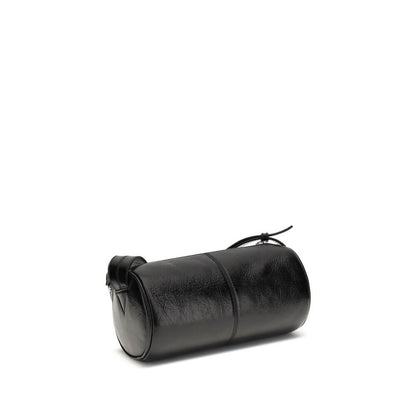 Zadig & Voltaire Black Leather Shoulder Bag with glossy finish, silver details, and adjustable strap, AW25 collection, 100% leather.