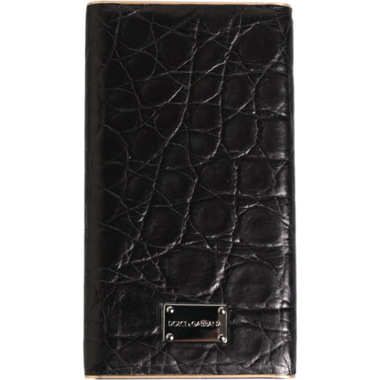 Dolce & Gabbana Black Leather Exotic Skin 3000mAh Power Bank Charger USB